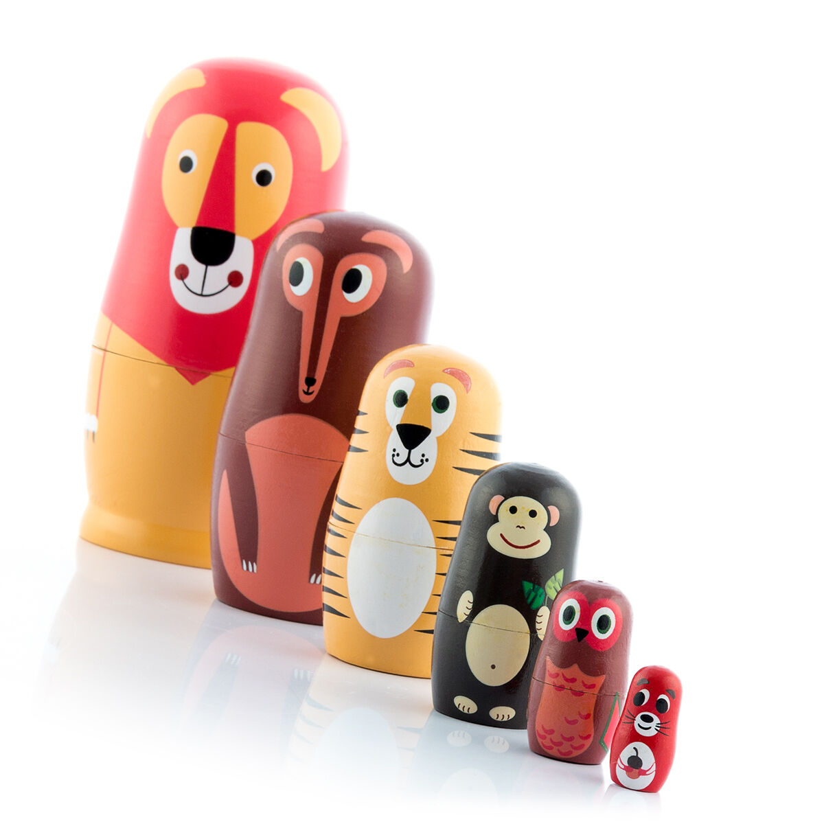 Matryoshka dyrefigurer i træ Funimals InnovaGoods 11 Dele